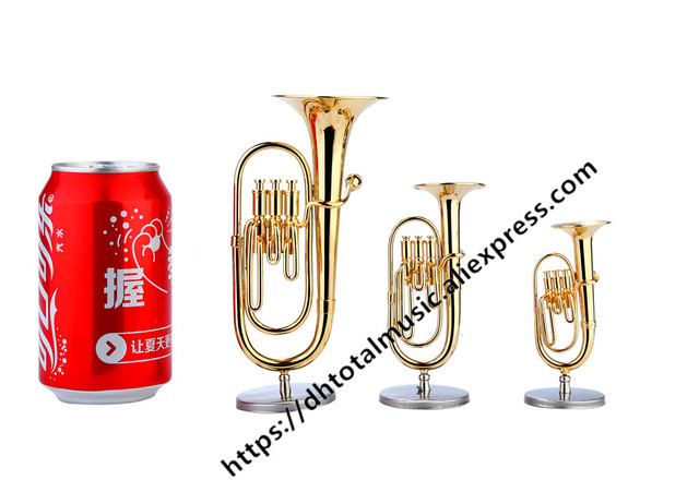 Mini Tuba miniaturowy barytonowy - Model Mini barytonowy róg miedź - instrument muzyczny dekoracyjny do kolekcji - Wianko - 2