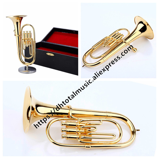 Mini Tuba miniaturowy barytonowy - Model Mini barytonowy róg miedź - instrument muzyczny dekoracyjny do kolekcji - Wianko - 5