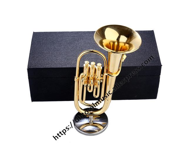 Mini Tuba miniaturowy barytonowy - Model Mini barytonowy róg miedź - instrument muzyczny dekoracyjny do kolekcji - Wianko - 6