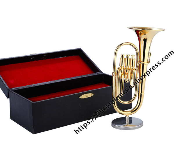 Mini Tuba miniaturowy barytonowy - Model Mini barytonowy róg miedź - instrument muzyczny dekoracyjny do kolekcji - Wianko - 8
