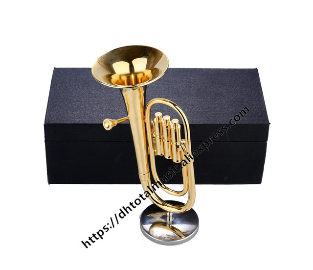 Mini Tuba miniaturowy barytonowy - Model Mini barytonowy róg miedź - instrument muzyczny dekoracyjny do kolekcji - Wianko - 7