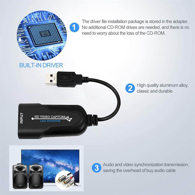 Karta przechwytująca wideo 4K USB3.0 na HDMI do transmisji na żywo w grach komputerowych i więcej (1080P) - Wianko - 1