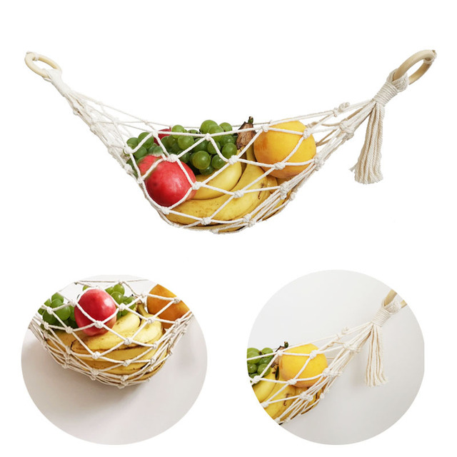Koszyk na owoce Veggie Banana oszczędzający miejsce, do zawieszenia na haczyku, w stylu Boho Nordic do kuchni - Wianko - 4