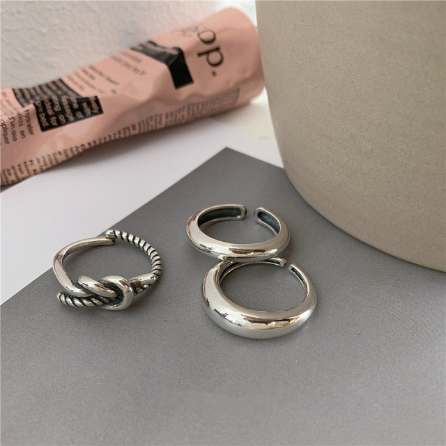 Srebrny pierścionek 925 Vintage Retro - otwarty, regulowany w stylu ślubnym na 2021 rok - modna biżuteria - Wianko - 3