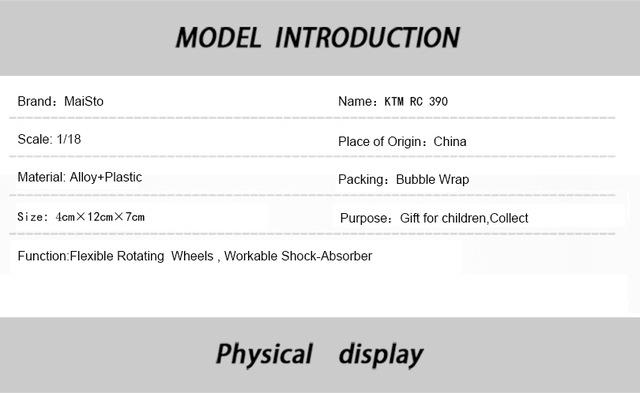 Model motocykla RC390 MAISTO 1:18 - odlew ze stopu, ruchome amortyzatory - zabawka dla dzieci, prezenty, kolekcja zabawek - Wianko - 1