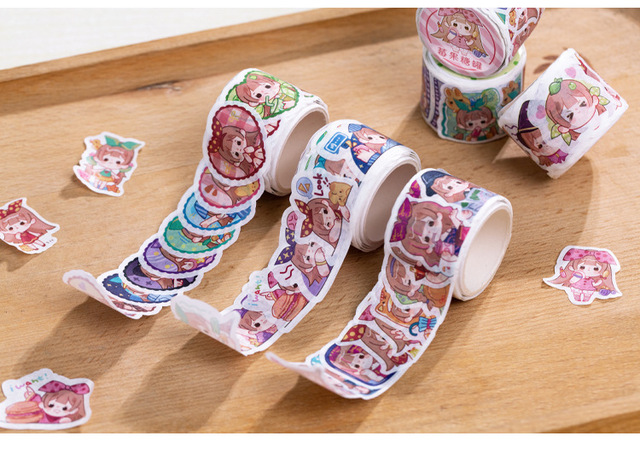 100 sztuk/1 rolka Washi papieru z motywem Kawaii zwierząt – taśmy maskujące do scrapbookingu DIY - Wianko - 37