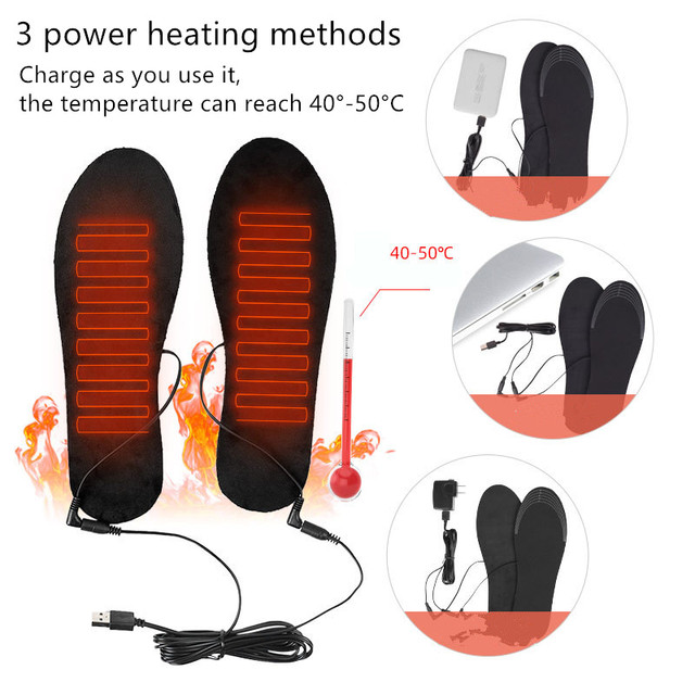 USB elektrycznie podgrzewane wkładki do butów zimowe ciepłe plastry dla kobiet i mężczyzn - Wianko - 7
