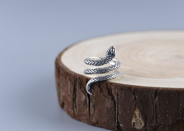 Męski pierścień regulowany rozmiar, wzór Gothic z wężem, biżuteria prezentowa - Wianko - 20