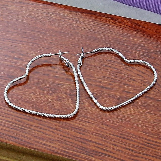 Kolczyki duże koła w kształcie serca, vintage, srebrne, 925 próba - Wianko - 15