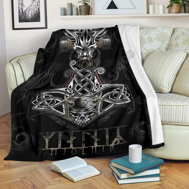 Mjolnir - koc Viking w stylu, polar Premium 3D, narzuta z nadrukiem Sherpa, tekstylia domowe - Wianko - 10
