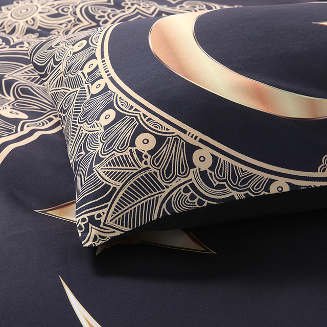 Zestaw pościeli tekstylnej dla dorosłego chłopaka: czarna kołdra i poszewki na poduszki z dekoracyjnym wzorem Crescent - Wianko - 18