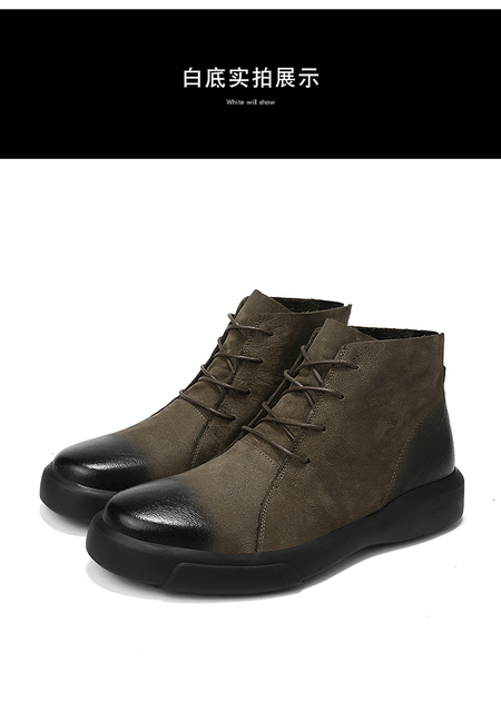 Męskie wysokie skórzane buty na jesień/zimę - Marka 2020, sznurowane, w stylu brytyjskim, kolor czarny - Wianko - 4