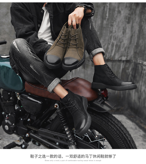 Męskie wysokie skórzane buty na jesień/zimę - Marka 2020, sznurowane, w stylu brytyjskim, kolor czarny - Wianko - 13
