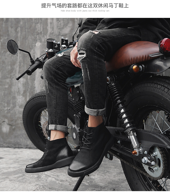 Męskie wysokie skórzane buty na jesień/zimę - Marka 2020, sznurowane, w stylu brytyjskim, kolor czarny - Wianko - 16
