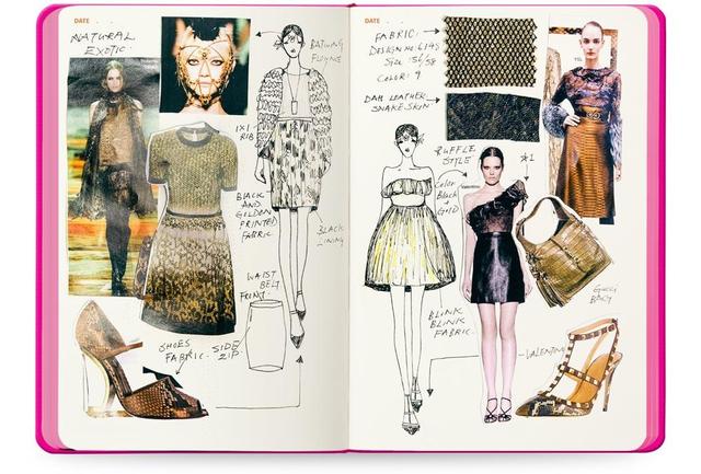 Zeszyt A5 z grafikami dla kobiet - Wzornik notebooka z 130 stronami wraz z szablonami do rysowania mody i słownikiem terminów modowych w kolorze wiśniowym - Wianko - 2