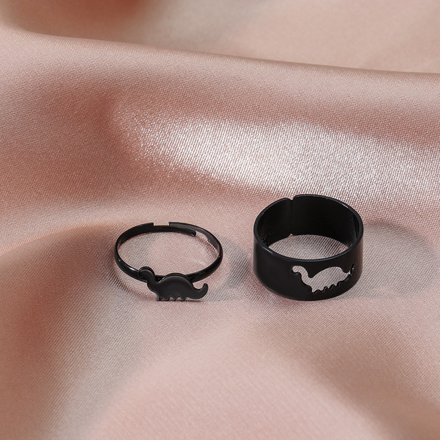 Pierścień dla kobiet Retro Hollow Dinozaur Pierścieniowy Zestaw Metalowych Pierścieni Nowoczesny Trendowy Styl Street Biżuteria - Wianko - 8