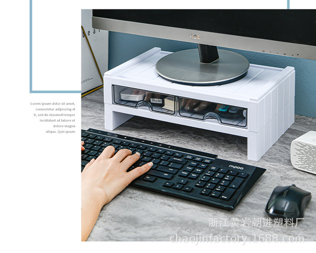 Stojak pionowy na dwuwarstwowy monitor komputerowy z uchwytem na laptopa, szufladą i półką do organizacji na biurko - Wianko - 16