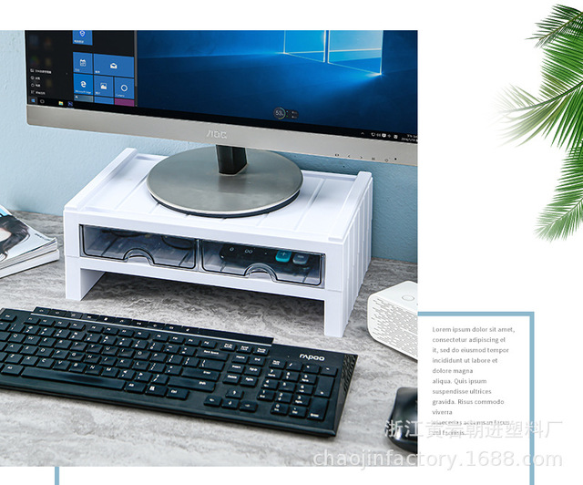 Stojak pionowy na dwuwarstwowy monitor komputerowy z uchwytem na laptopa, szufladą i półką do organizacji na biurko - Wianko - 15