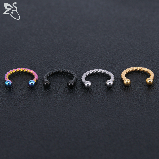 Kolorowy kolczyk w nosie ze stali nierdzewnej, 16g i 14g, z przegrodami Clickr, biżuteria do chrząstki ślimaka, helixu i wargi - Wianko - 11