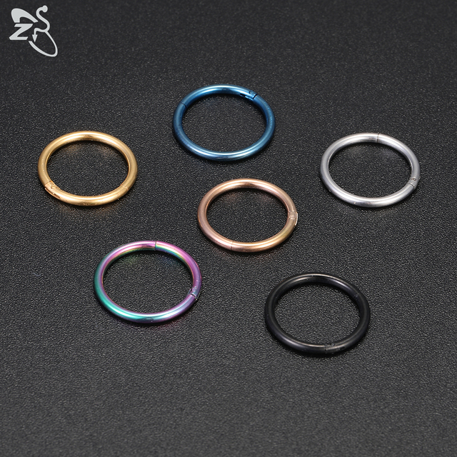 Kolorowy kolczyk w nosie ze stali nierdzewnej, 16g i 14g, z przegrodami Clickr, biżuteria do chrząstki ślimaka, helixu i wargi - Wianko - 8
