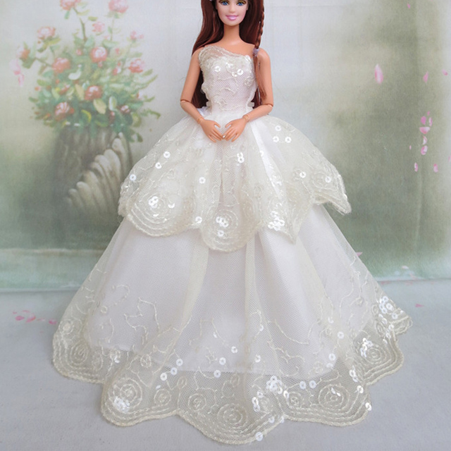 Zrób wrażenie na wszystkich piękną lalką Party w długiej sukience koronkowej z satyny dla Barbie. - Wianko - 21