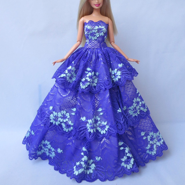 Zrób wrażenie na wszystkich piękną lalką Party w długiej sukience koronkowej z satyny dla Barbie. - Wianko - 25