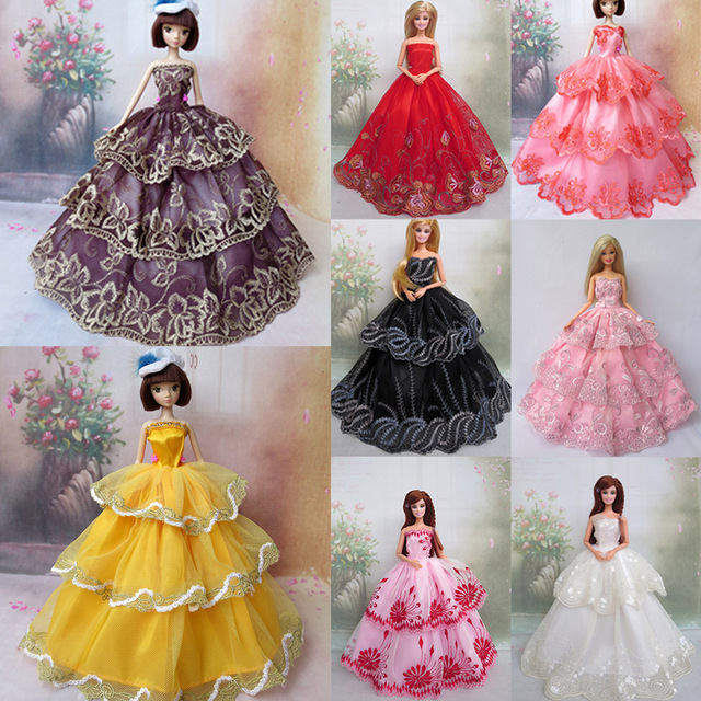 Zrób wrażenie na wszystkich piękną lalką Party w długiej sukience koronkowej z satyny dla Barbie. - Wianko - 19