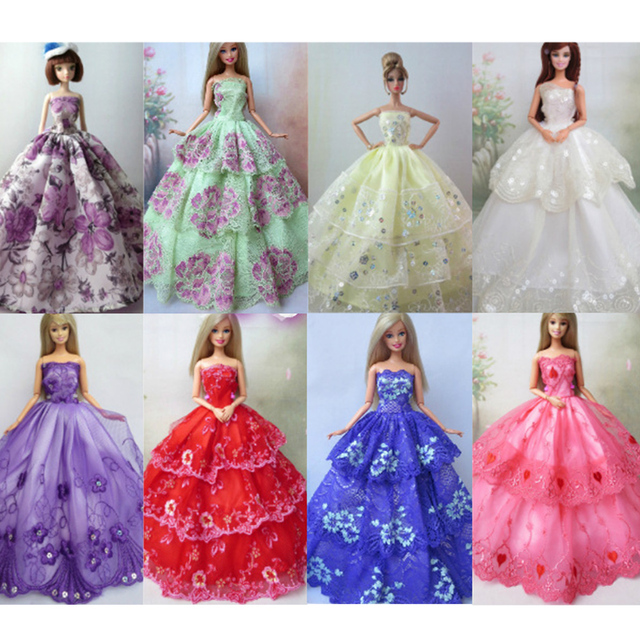 Zrób wrażenie na wszystkich piękną lalką Party w długiej sukience koronkowej z satyny dla Barbie. - Wianko - 27