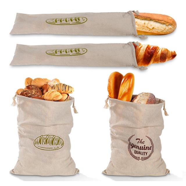Lniana torba na chleb wielokrotnego użytku z sznurkiem – przechowuj chleb domowego rzemieślnika i bagietki - Wianko - 2