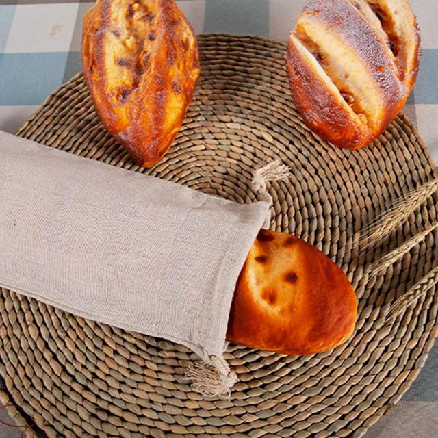 Lniana torba na chleb wielokrotnego użytku z sznurkiem – przechowuj chleb domowego rzemieślnika i bagietki - Wianko - 13