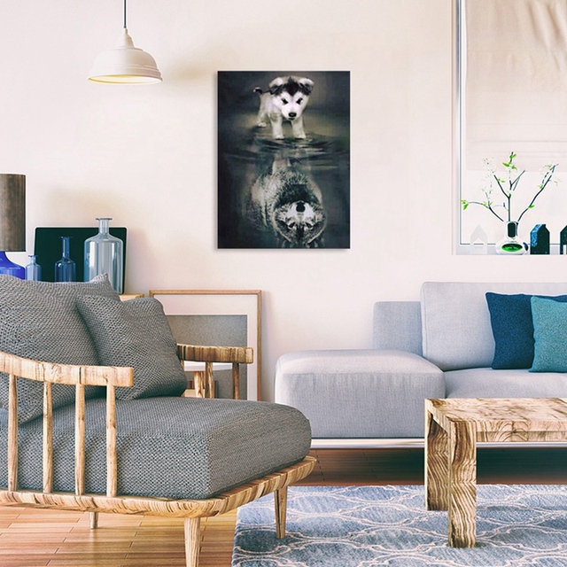 Dekoracja syberyjski pies rasy Husky - diamentowe malowanie dziecięcego pokoju - Wianko - 7