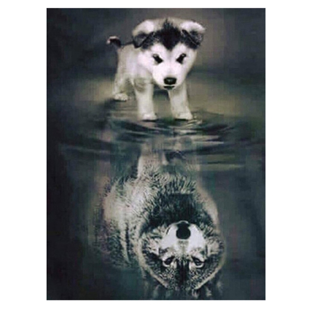 Dekoracja syberyjski pies rasy Husky - diamentowe malowanie dziecięcego pokoju - Wianko - 3