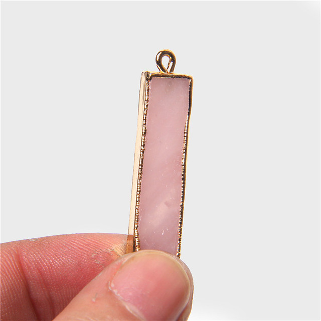 Wisiorek kwarc różowy amazonit - Geometryczny kamień naturalny w kształcie kwadratowym na wyrób biżuterii - Charms - DIY akcesoria lecznicze - Wianko - 28