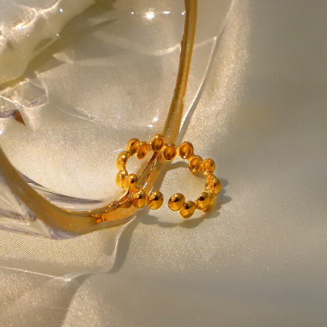 Pierścień regulowany - Stal nierdzewna, Vintage, złoty, koraliki, francuski styl torebki prezent ślubny - Wianko - 3