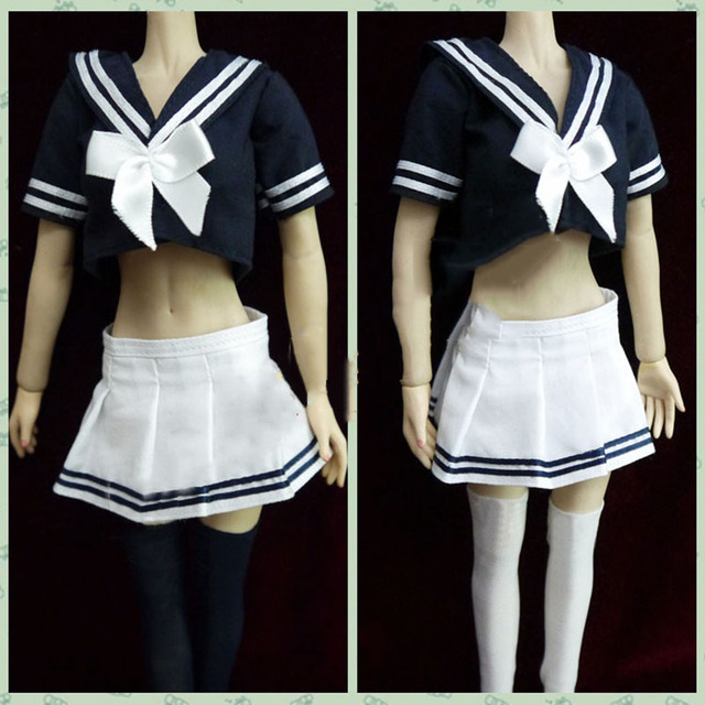 Figurka 1/6 skala żołnierza kobiety w mundurku szkolnym i marynarskim z paskami japońskiego stylu - mini spódnica, koszula, 12 cali - Wianko - 1