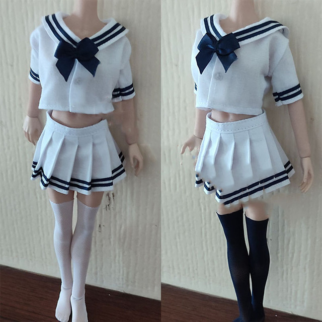 Figurka 1/6 skala żołnierza kobiety w mundurku szkolnym i marynarskim z paskami japońskiego stylu - mini spódnica, koszula, 12 cali - Wianko - 2