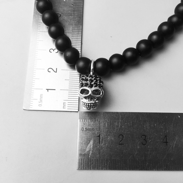 Naszyjnik z wisiorkiem Strand z koralików z obsydianu w kształcie czaszki, wykonany z 925 Sterling Silver, modny punk biżuteria 2018, prezent dla kobiet, mężczyzn, chłopców i dziewcząt - Wianko - 11