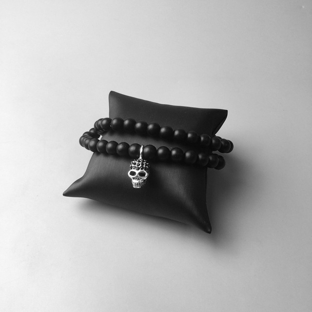 Naszyjnik z wisiorkiem Strand z koralików z obsydianu w kształcie czaszki, wykonany z 925 Sterling Silver, modny punk biżuteria 2018, prezent dla kobiet, mężczyzn, chłopców i dziewcząt - Wianko - 13
