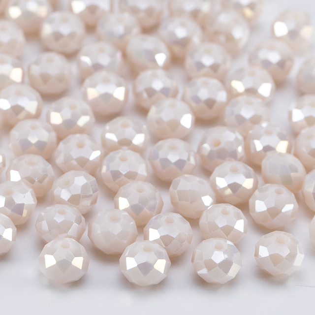 Koraliki szklane Rondelle 4mm czeskie, perłowy kolor, do wyrobu bransoletek i naszyjników DIY - Wianko - 4