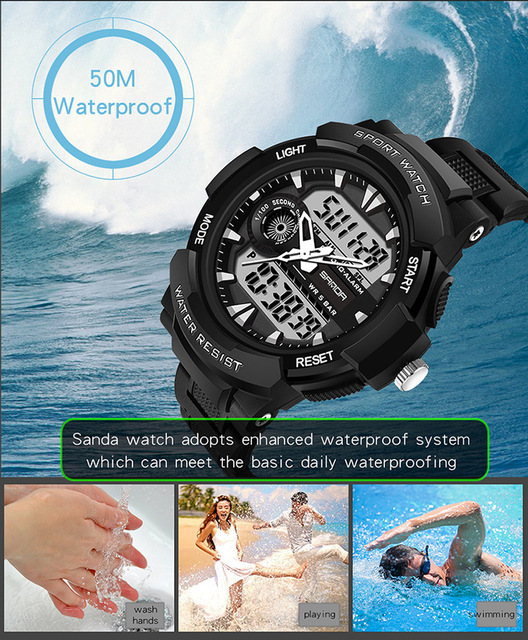 Męski sportowy zegarek G z podwójnym czasem, wodoodporny, wstrząsoodporny, LED, kwarcowy - Relógio Masculino - Wianko - 9