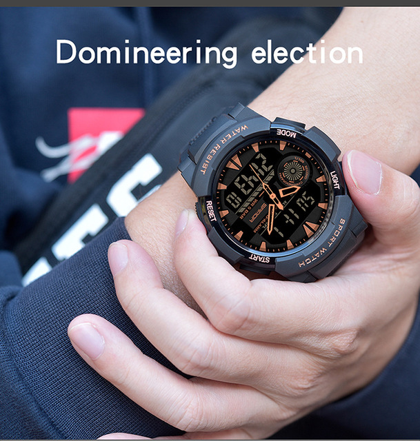 Męski sportowy zegarek G z podwójnym czasem, wodoodporny, wstrząsoodporny, LED, kwarcowy - Relógio Masculino - Wianko - 3