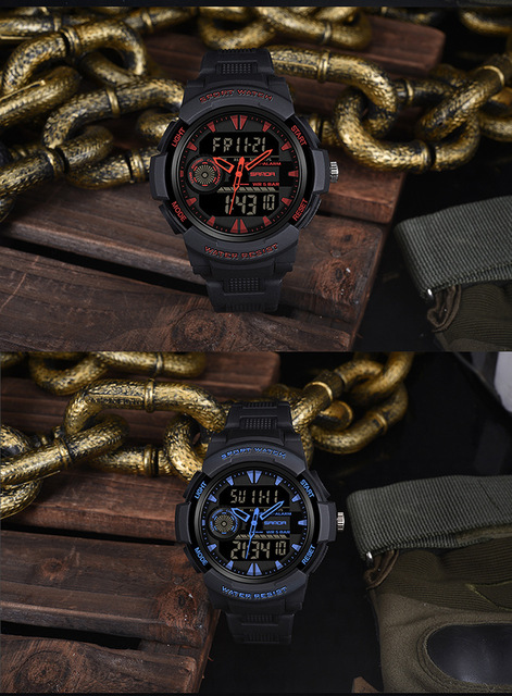 Męski sportowy zegarek G z podwójnym czasem, wodoodporny, wstrząsoodporny, LED, kwarcowy - Relógio Masculino - Wianko - 12