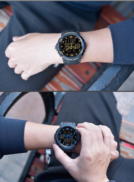 Męski sportowy zegarek G z podwójnym czasem, wodoodporny, wstrząsoodporny, LED, kwarcowy - Relógio Masculino - Wianko - 6