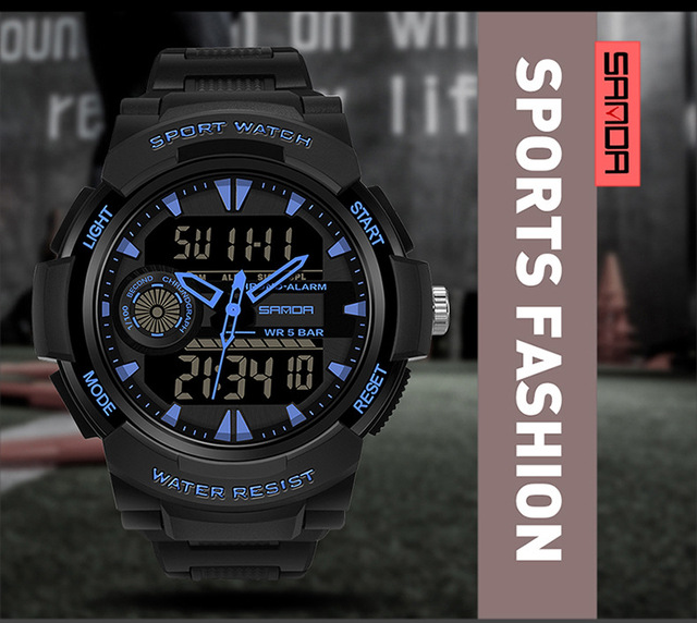 Męski sportowy zegarek G z podwójnym czasem, wodoodporny, wstrząsoodporny, LED, kwarcowy - Relógio Masculino - Wianko - 2