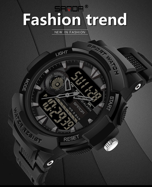 Męski sportowy zegarek G z podwójnym czasem, wodoodporny, wstrząsoodporny, LED, kwarcowy - Relógio Masculino - Wianko - 1