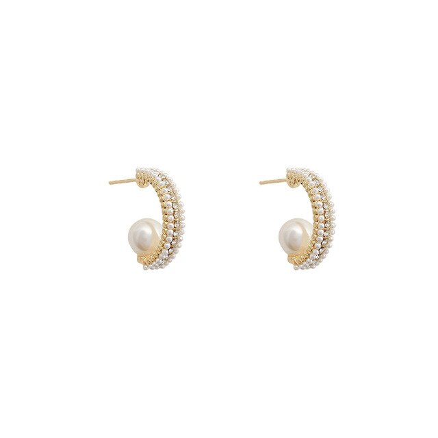 Kolczyki wiszące z kształtowymi, sztucznymi perłami i kryształami w kolorze złotym - VSnow Temperament C - Wianko - 7