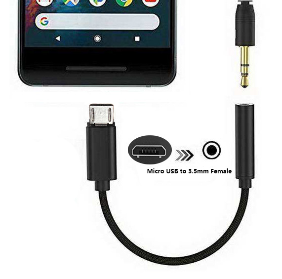 Adapter micro USB do słuchawek jack 3.5mm, czarny, 10cm - Wianko - 2