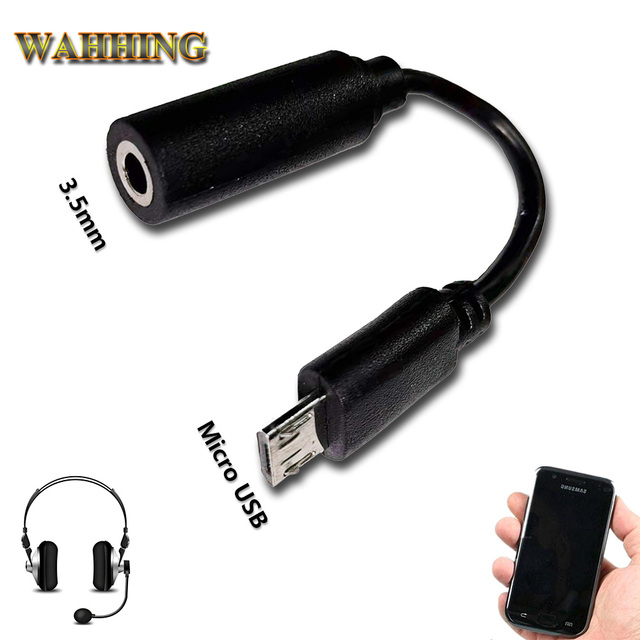 Adapter micro USB do słuchawek jack 3.5mm, czarny, 10cm - Wianko - 1