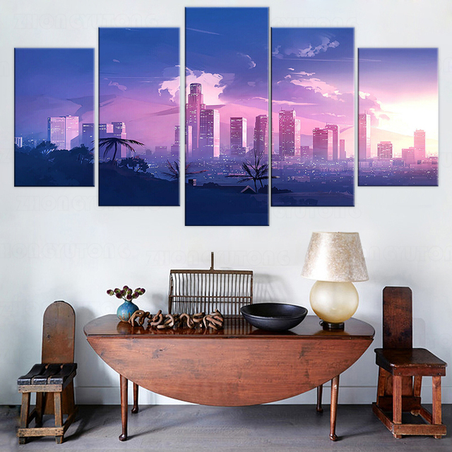 Płótno Los Angeles - 5 sztuk - Obraz HD Plakat z nadrukiem - Dekoracyjne obrazy salonu - Wianko - 5