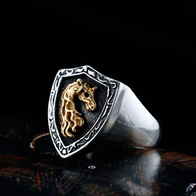 Pierścień męski z motywem jednorożca, w stylu mody gotyckiej z motywem zwierzęcym - Wianko - 1